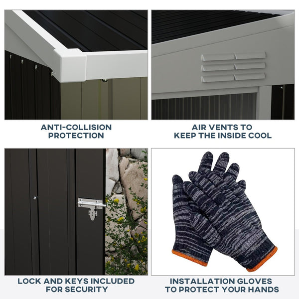 English Elm Outsunny 4' X 8' Lean-To Metal Storage Shed: Secure, Weather-Resistant Tool House For Yard Organization W2225P174115-GIGA