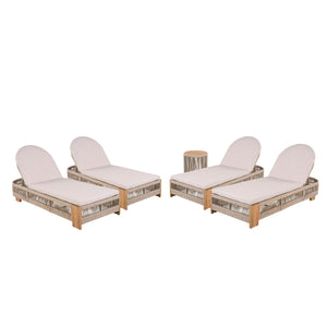 English Elm Christopher Knight Home® - Outdoor Rope Chaise Lounge Set with Adjustable Backrests, All-Weather Acacia Frame and Quick-Dry Cushions Beige N770S995B96B33B