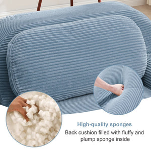 English Elm L-shaped Modular Corduroy Sectional Sofa Ergonomic Low Profile Living Room Seating Blue W714S01249
