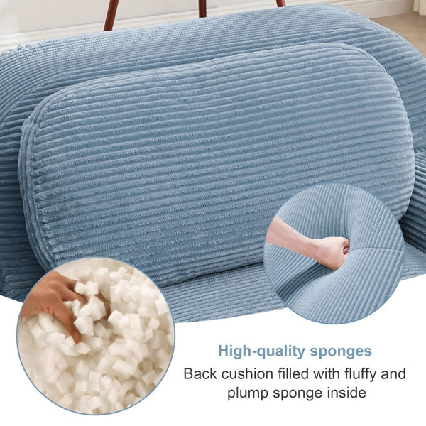 English Elm L-shaped Modular Corduroy Sectional Sofa Ergonomic Low Profile Living Room Seating Blue W714S01249