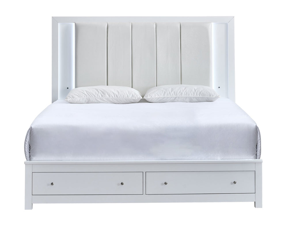 English Elm Burlington Full Storage Bed Faux Leather Headboard Led Backlit Modern Bedroom B078S00671