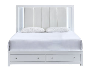 English Elm Burlington King Platform Bed Faux Leather Headboard Led Backlight and Storage Drawers B078S00673
