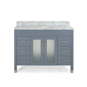 English Elm Christopher Knight Home® - 48'' Cabinet Grey Acacia Wood 48” Vanity with Frosted Glass Doors, 6 Soft-Close Drawers, No Top (96) 65596.00GRY