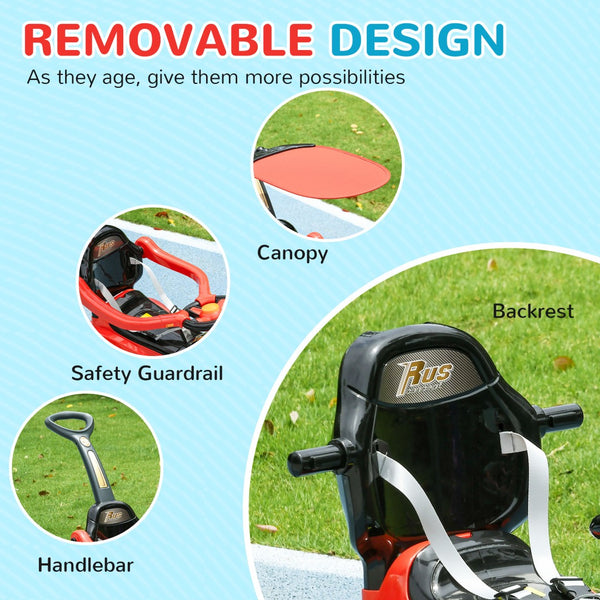 English Elm Qaba 3 in 1 Toddler Ride on Push Car with Canopy Robot Theme and Music Red W2225P229328