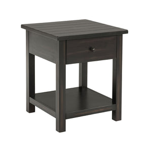 English Elm Wood Pine End Table with Open Shelf Rustic Farmhouse Living Room Accent Piece B016P472926