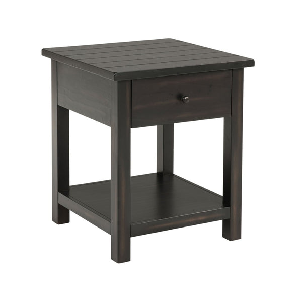 English Elm Wood Pine End Table with Open Shelf Rustic Farmhouse Living Room Accent Piece B016P472926