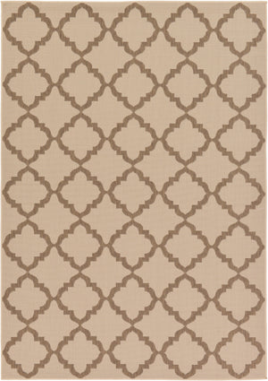 Unique Loom Outdoor Trellis Raised Trellis Machine Made Geometric Rug Beige, Beige/Brown 7' 1" x 10' 0"