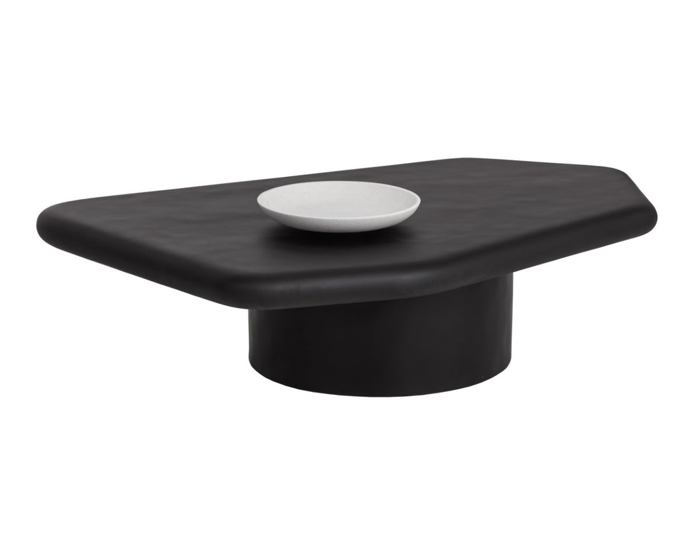 Sunpan DETTI Coffee Table - Large Matte Black Concrete, Sculptural Design for Modern Indoor & Outdoor Spaces 112619