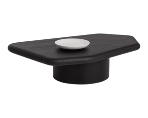 Sunpan DETTI Coffee Table - Large Matte Black Concrete, Sculptural Design for Modern Indoor & Outdoor Spaces 112619