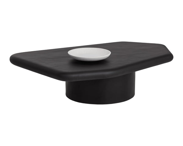 Sunpan DETTI Coffee Table - Large Matte Black Concrete, Sculptural Design for Modern Indoor & Outdoor Spaces 112619