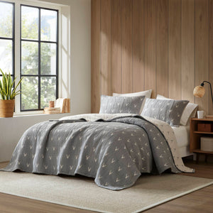 English Elm 3 Luxe Matelassé Coverlet Set Full/Queen with Two Standard Shams – Lightweight Polyester, Textured Elegance Grey 18.7 L x 14.76 W x 5.32 H B035P366540