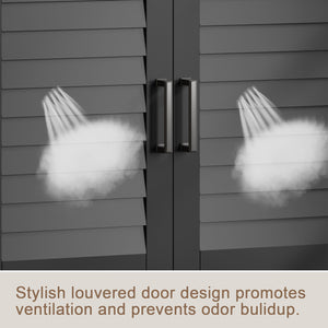 English Elm 16 Pair Shoe Cabinet Tall Freestanding Entryway Organizer with Drawer, Louvered Doors, Durable MDF Storage Black T3771P373139