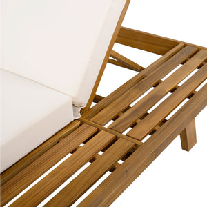 English Elm Christopher Knight Home® - Lounge Chaise Set - Adjustable Acacia Wood Frame With Cream Cushion, Perfect For Outdoor Relaxation N770P253442T_N770P208317C
