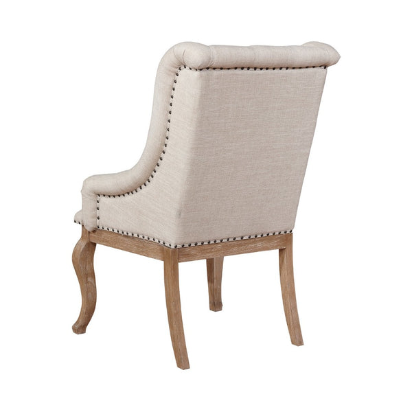 English Elm Set Of 2 Elegant Cream Upholstered Arm Chairs With Tufted Backs & Nailhead Trim For Stylish Comfort B016P225442-GIGA