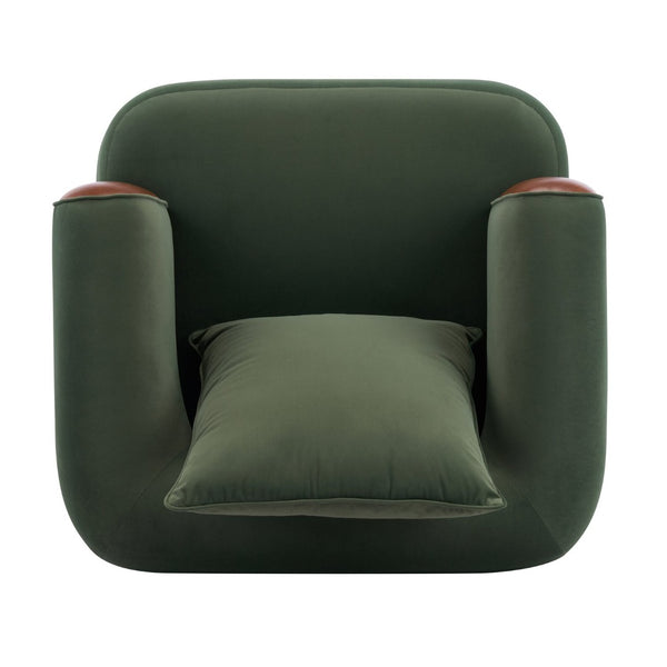 English Elm Bblythe Velvet Accent Chair Wrap Around Backrest Solid Wood Frame Cozy Reading Nook Sage N776P418607S
