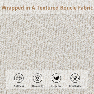 English Elm Christopher Knight Home® - King Size Boucle Bed Frame – Modern Upholstered Platform With Curved Headboard & Soft Corners, Beige N757P235227W