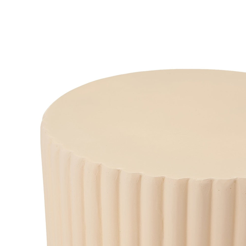 English Elm Outdoor Mgo Sculptural Side Table Handcrafted Ribbed Texture Weatherproof Patio Accent N772P384669W