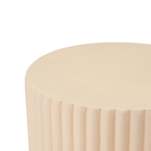 English Elm Outdoor Mgo Sculptural Side Table Handcrafted Ribbed Texture Weatherproof Patio Accent N772P384669W
