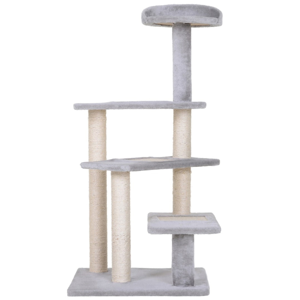English Elm Cat Tree Four Tier Floor Ceiling Tension Design Sisal Scratching Posts Plush Perches T3971P437575
