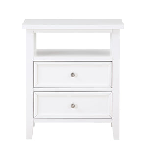 English Elm Weston Solid Wood White 2-Drawer Nightstand with Open Shelf, Dovetail Drawers & Nickel Knobs B050P376947