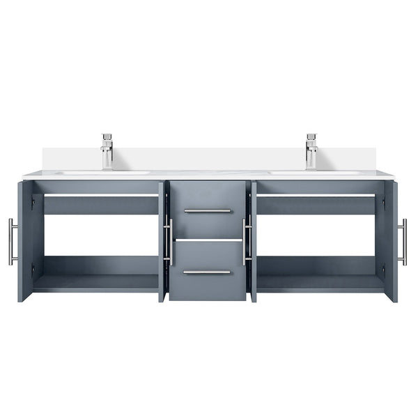 English Elm Dark Grey Double Bath Vanity 60" W x 22" D with Cultured Marble Top, Soft-Close Storage, Faucet Set B2731P258672