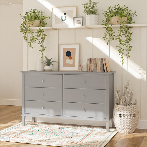 English Elm Valencia Seven Drawer Wide Dresser Dual Tone Laminate Matte Black Pulls Bedroom B2733S00011