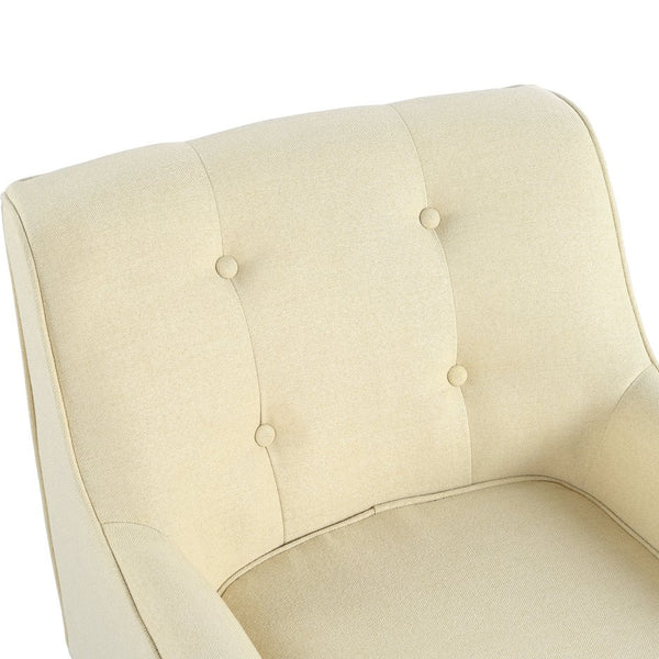 English Elm Christopher Knight Home® - Mid-Century Tufted Armchair with Solid Wood Legs, Ergonomic Foam Seating & Stain-Resistant Fabric Finish Beige N767P257565B