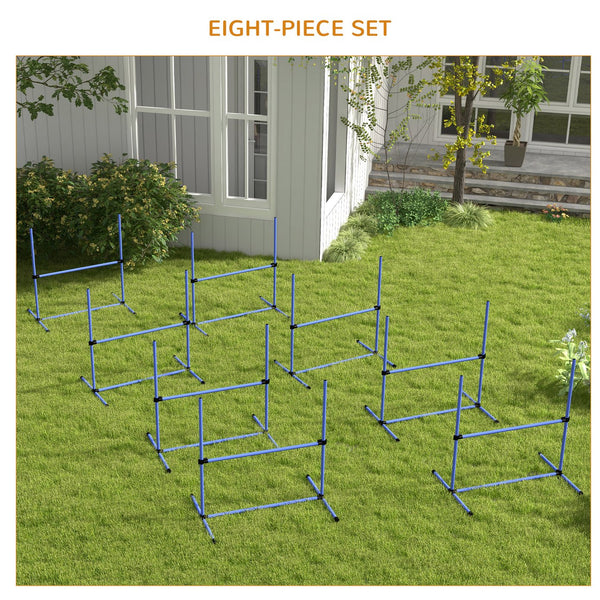 English Elm PawHut Dog Agility Training Set — 8 Adjustable Jump Bars with Portable Carry Bag for Easy Practice Blue W2225P217631