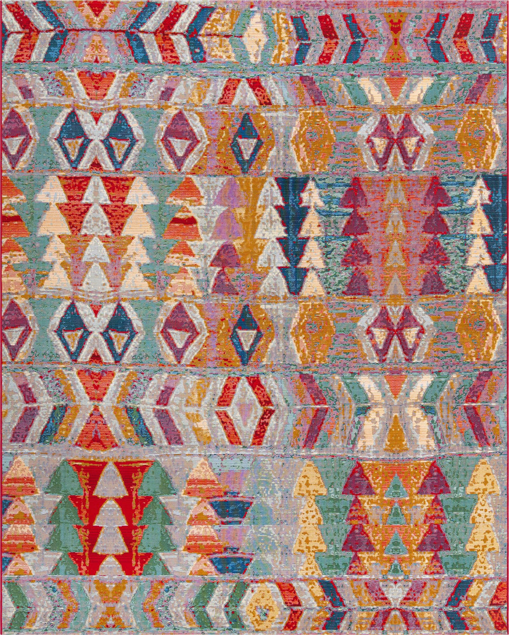 Unique Loom Outdoor Modern Tamarindo Machine Made Geometric Rug Multi, Burgundy/Gold/Gray/Green/Ivory/Red/Violet/Navy Blue/Light Blue 7' 10" x 10' 0"