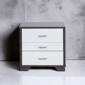 English Elm Eloy Contemporary White & Black Accent Table with 3 Drawers, MDF Construction, 40lb Top Capacity B2726P287564