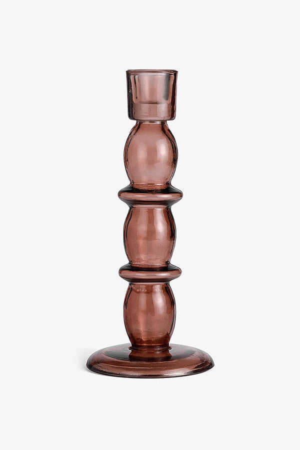 English Elm Home Glass Candle Holder Tall 10" x 4" Brown Premium Glass Candle Stand for Elegant Décor & Versatility B346P369780