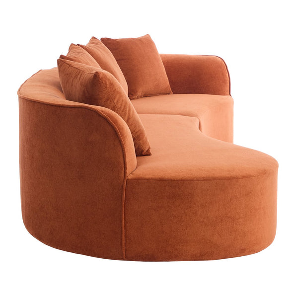 English Elm Christopher Knight Home® - 126" Curved Sectional Sofa - Dark Orange Full Foam, Oversized 5-Seater For Modern Living Rooms N771P247830C_N771P247831C