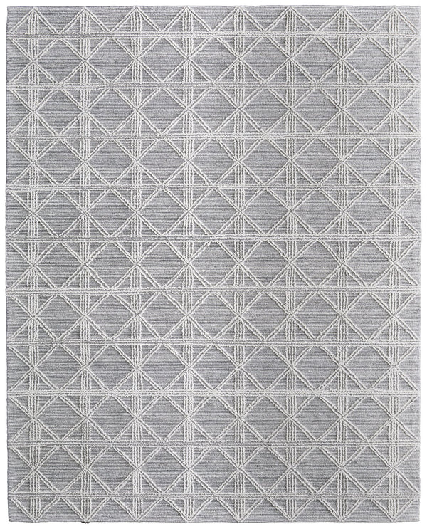 Feizy Rugs Corwin Hand-tufted Wool Geometric Rug By Thom Filicia - Elegant High-low Pile For Modern Spaces Gray,Ivory Wool T30t8013slv000h50