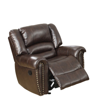English Elm Modern Oversized Manual Recliner Chair Glider in Bonded Leather with Nailhead Trim and Plush Support Dark Brown 41 L x 31 W x 26 H B011P205583