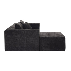 English Elm Christopher Knight Home® - 107" Compressed Sectional Sofas - Luxurious Modular Black Corduroy For Stylish, Cozy Living Spaces N771P346765H_N771P346766H