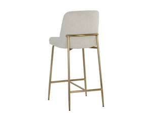 Sunpan Zeke Counter Stool - Stylish Modern Design with Comfortable Curved Backrest for Contemporary Spaces Antique Brass / Bergen Ivory
