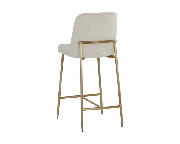 Sunpan Zeke Counter Stool - Stylish Modern Design with Comfortable Curved Backrest for Contemporary Spaces Antique Brass / Bergen Ivory