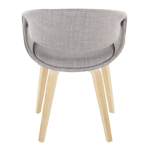 English Elm Upholstered Dining Chair Set of Two with Bentwood Legs and Grey Fabric Seat B202S02074