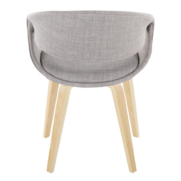English Elm Upholstered Dining Chair Set of Two with Bentwood Legs and Grey Fabric Seat B202S02074