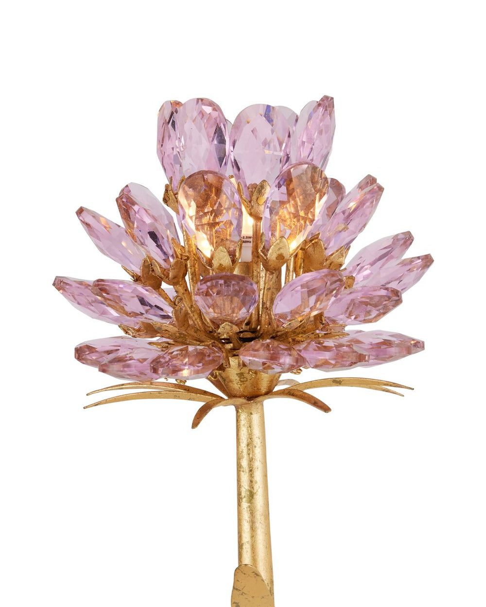 Currey & Company Marilee Double-light Wall Sconce - Elegant Dutch Gold Leaf With Pink Crystal Blossoms For Glow Pink Crystal ,Wrought Iron 5000-0278-currey-company