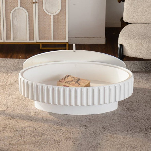 English Elm Fluted Lift Top Storage Coffee Table with Hidden Interior for Modern Living Rooms W3081P389043