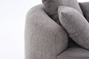 English Elm 360° Swivel Chair upholstered barrel accent chair with plush high-resilience foam and pillows for comfort Gray W2231P261425