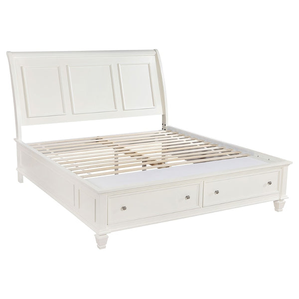 English Elm Pierce Eastern King Platform Bed with Led Headboard and Italian Gloss Finish B062S01803