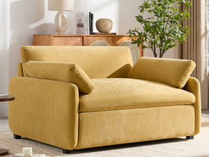 English Elm 50*43" Oversized Chenille Armchair Deep Lounge Seat Modern Minimalist Living Room Chair Yellow N723S5042Y