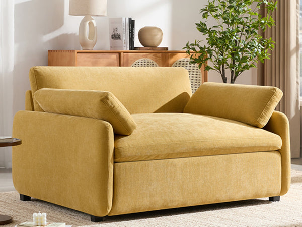 English Elm 50*43" Oversized Chenille Armchair Deep Lounge Seat Modern Minimalist Living Room Chair Yellow N723S5042Y