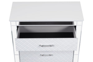 English Elm Livorno Embossed Silver Champagne Chest with Felt-Lined Top Drawer, Dovetail Full-Extension Drawers, Mirror Trim Accents Silver+White 50 L x 39 W x 20 H B078P286324