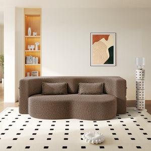 English Elm Modern Corduroy Floor Sofa Foldable Twin Sleeper Foam Filled for Dorms and Playrooms Brown W1885P446605