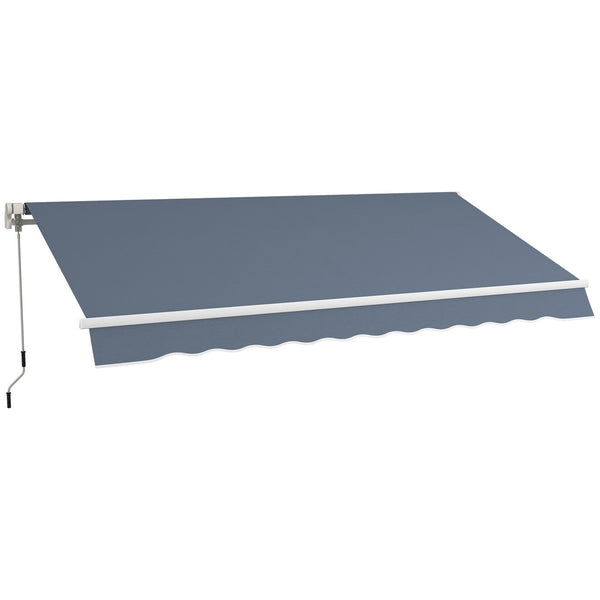English Elm Outsunny 12' X 10' Manual Crank Retractable Awning - Uv & Water-Resistant Shade For Decks & Patios W2225P174222-GIGA