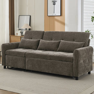 English Elm 2-in-1 Sofa Pull-Out Sleeper with Reversible Recliner, USB Ports, Tufted Curved Arms, 82" Comfort DARK GREY N719S002010R