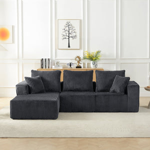 English Elm Modular Sectional Sofa - Cloud-Like Comfort In Dark Grey Corduroy | No Assembly, 4-Seater Design W2339S00049